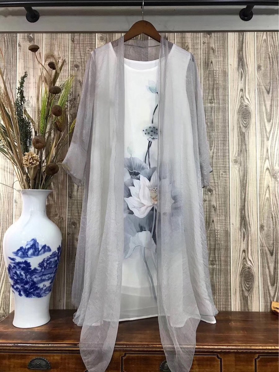 Ethnic Retro Printed Chiffon Jumpsuit Two-piece Set